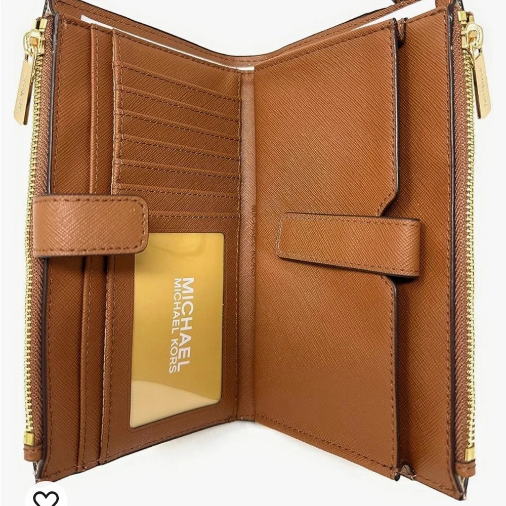 Michael Kors Women's Jet Set Travel Double Zip Wristlet Wallet Saffiano Leather